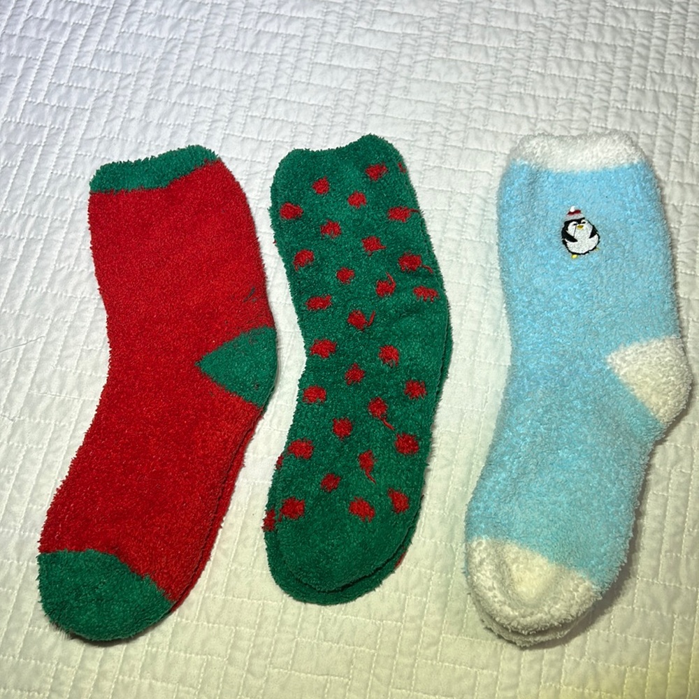 Three pairs of fuzzy socks!